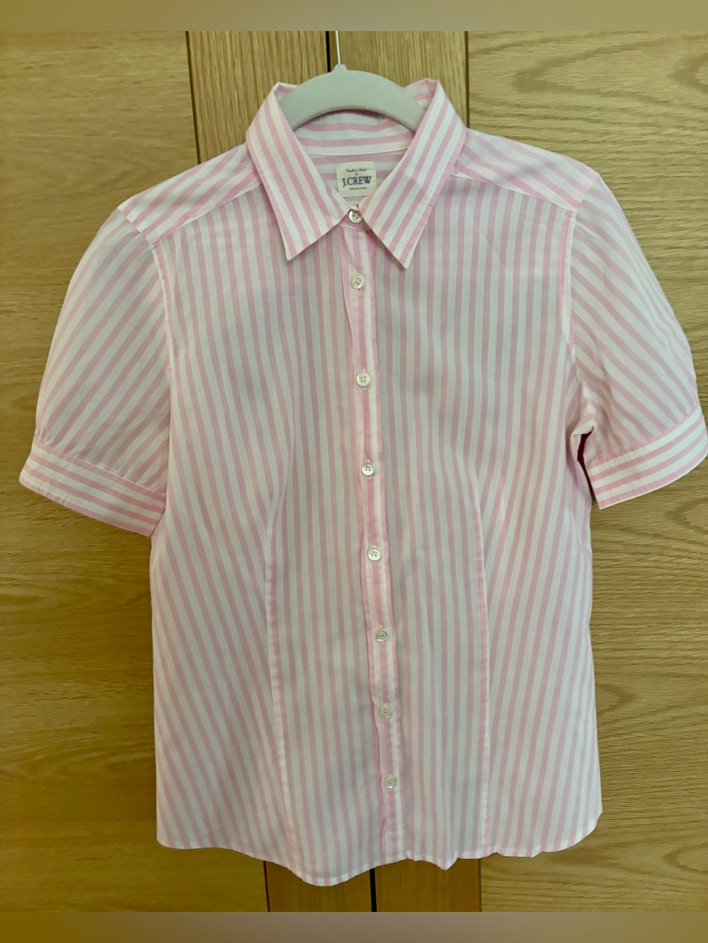 Women’s J.Crew Lightweight Pink Stripe Short Sleeve Button Down Shirt - Size 2